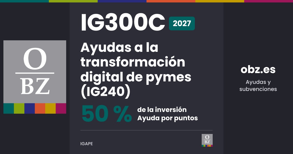 IG300C 2027 del IGAPE: ayudas a la transformación digital de pymes, hasta el 50 % de la inversión, ayuda por puntos
