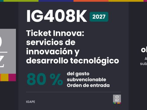 IG408K 2027 de IGAPE: Ticket Innova: servicios de innovación y desarrollo tecnológico. 80 % del gasto subvencionable, por orden de entrada.