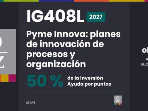 IG408L 2027 de IGAPE: Pyme Innova: planes de innovación de procesos y organización. 50 % de la inversión, por puntos.