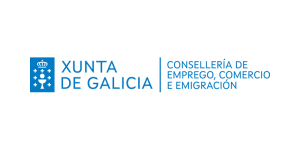 Logotipo de la Xunta de Galicia, Consellería de Emprego, Comercio e Emigración, organismo que convoca ayudas y subvenciones de empleo, comercio y emprendimiento en Galicia
