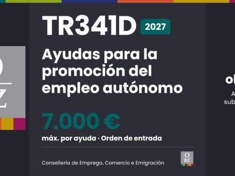 TR341D 2027 de Consellería de Emprego, Comercio e Emigración: Ayudas para la promoción del empleo autónomo. 7.000 € máximos por ayuda, por orden de entrada.