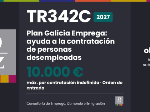 TR342C 2027: Plan Galicia Emprega, ayuda a la contratación de personas desempleadas, hasta 10.000 €, orden de entrada