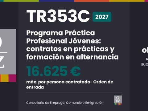 TR353C 2027: Programa Práctica Profesional Jóvenes, hasta 16.625 € por persona contratada, orden de entrada